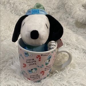 Snoopy Holiday Mug with Plush - Black and White